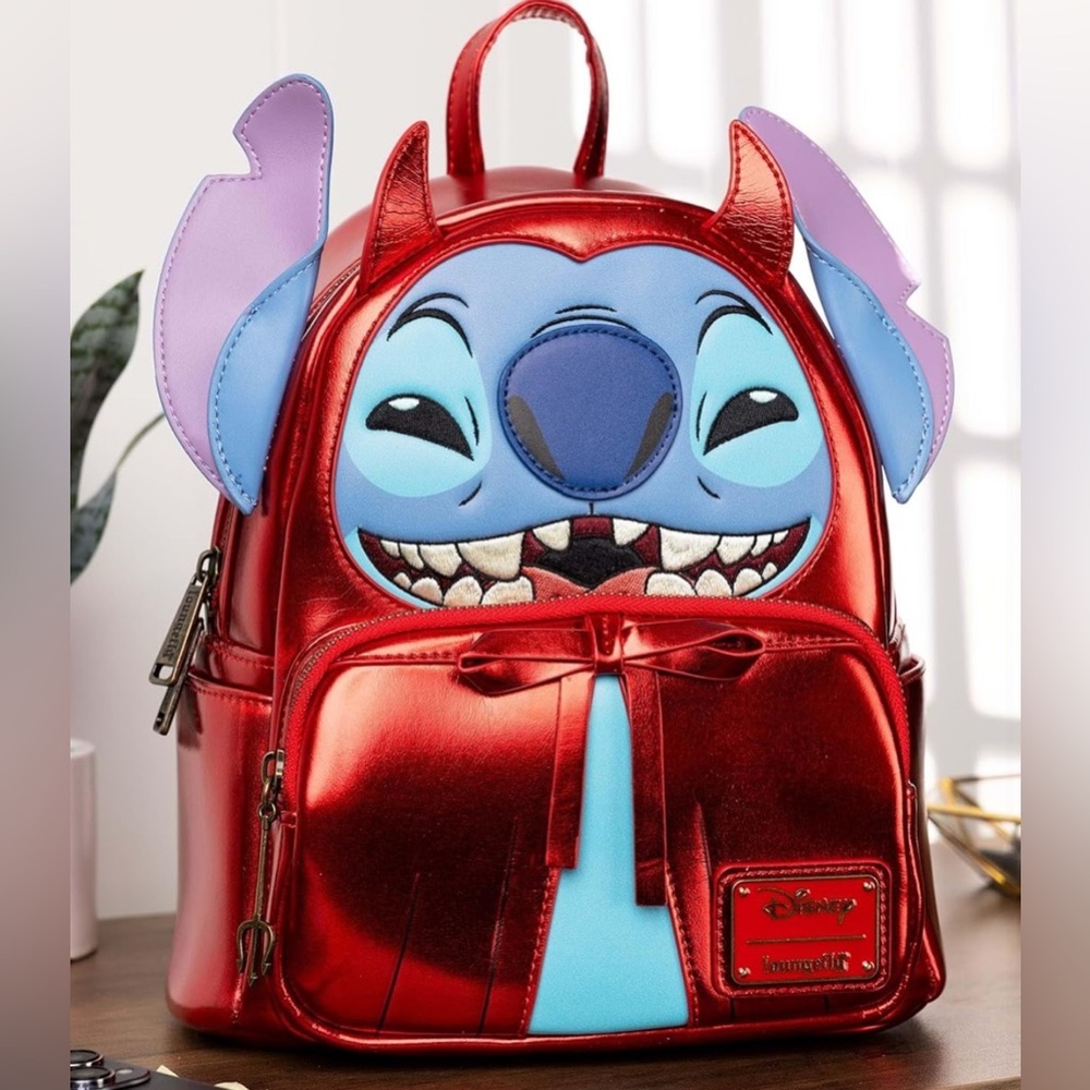 Loungefly Disney Stitch Devil Double Strap Mini Backpack NWT​ - Picture 2 of 6